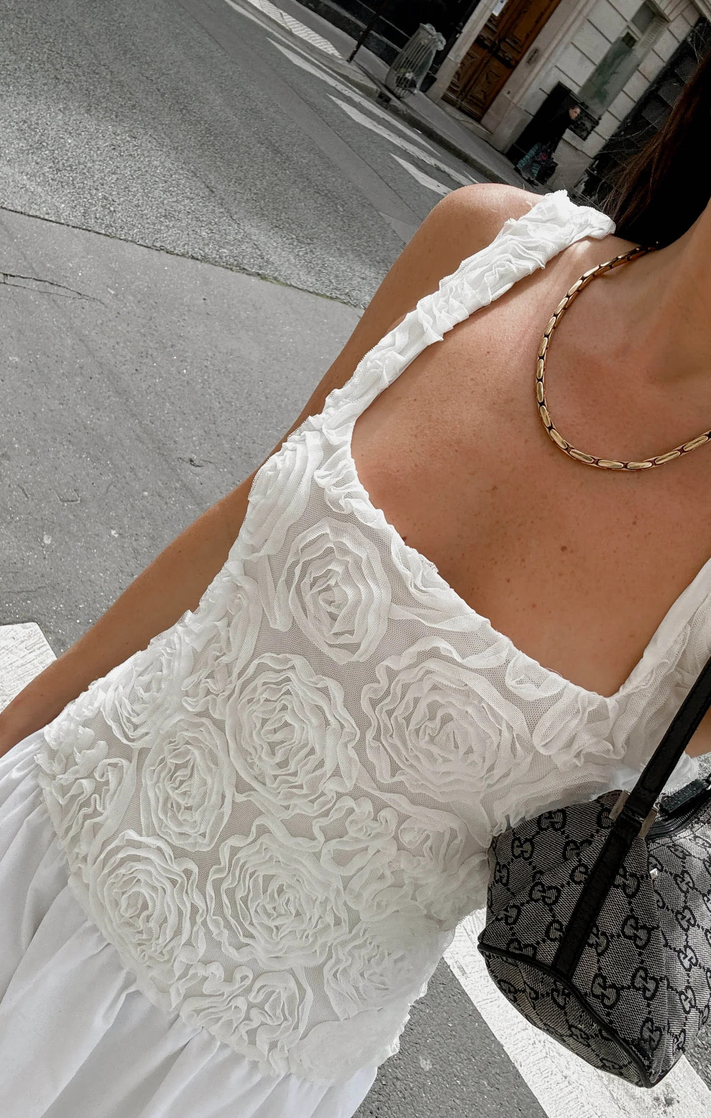 Bradshaw Maxi Dress ~ Rosette Mesh White | Show Me Your Mumu