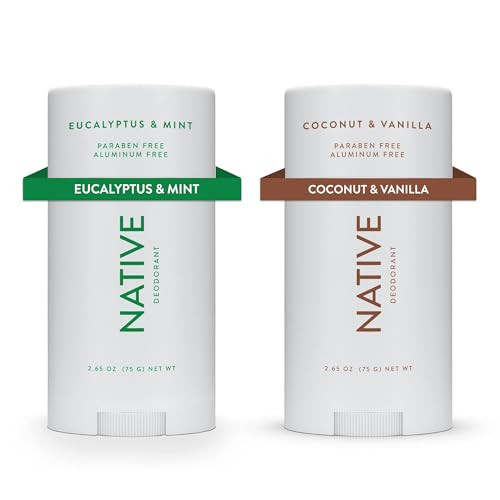 Native Deodorant | Natural Deodorant for Women and Men, Aluminum Free with Baking Soda, Probiotics, Coconut Oil and Shea Butter | Coconut & Vanilla and Eucalyptus & Mint - Variety Pack of 2 | Amazon (US)