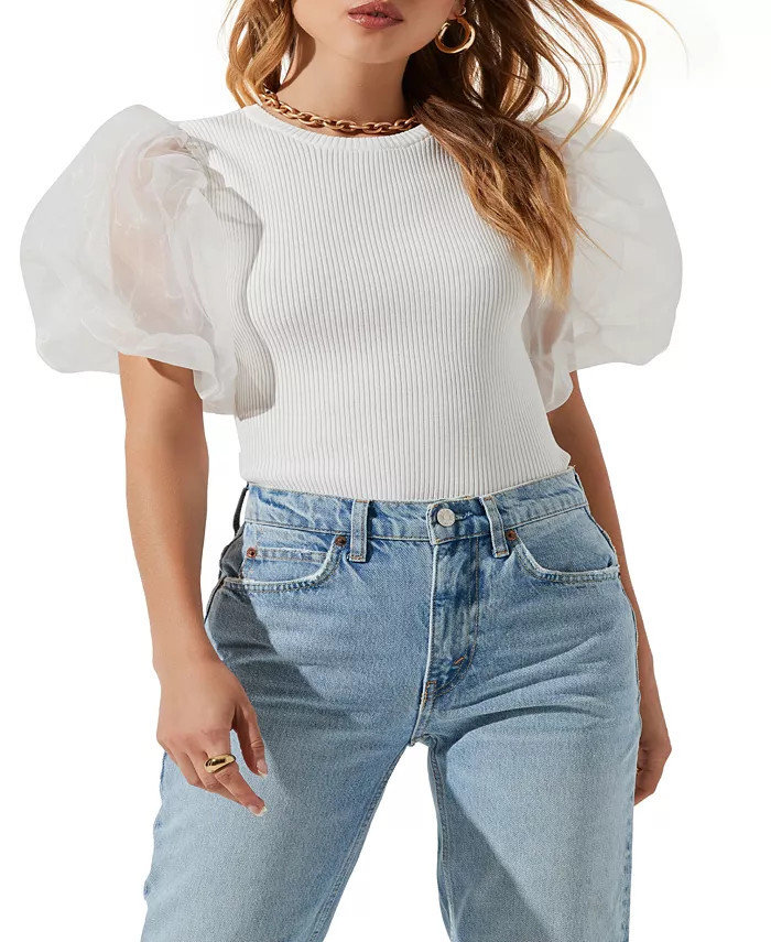 ASTR the Label Women's Avery Puff-Sleeve Open-Back Top & Reviews - Tops - Women - Macy's | Macys (US)