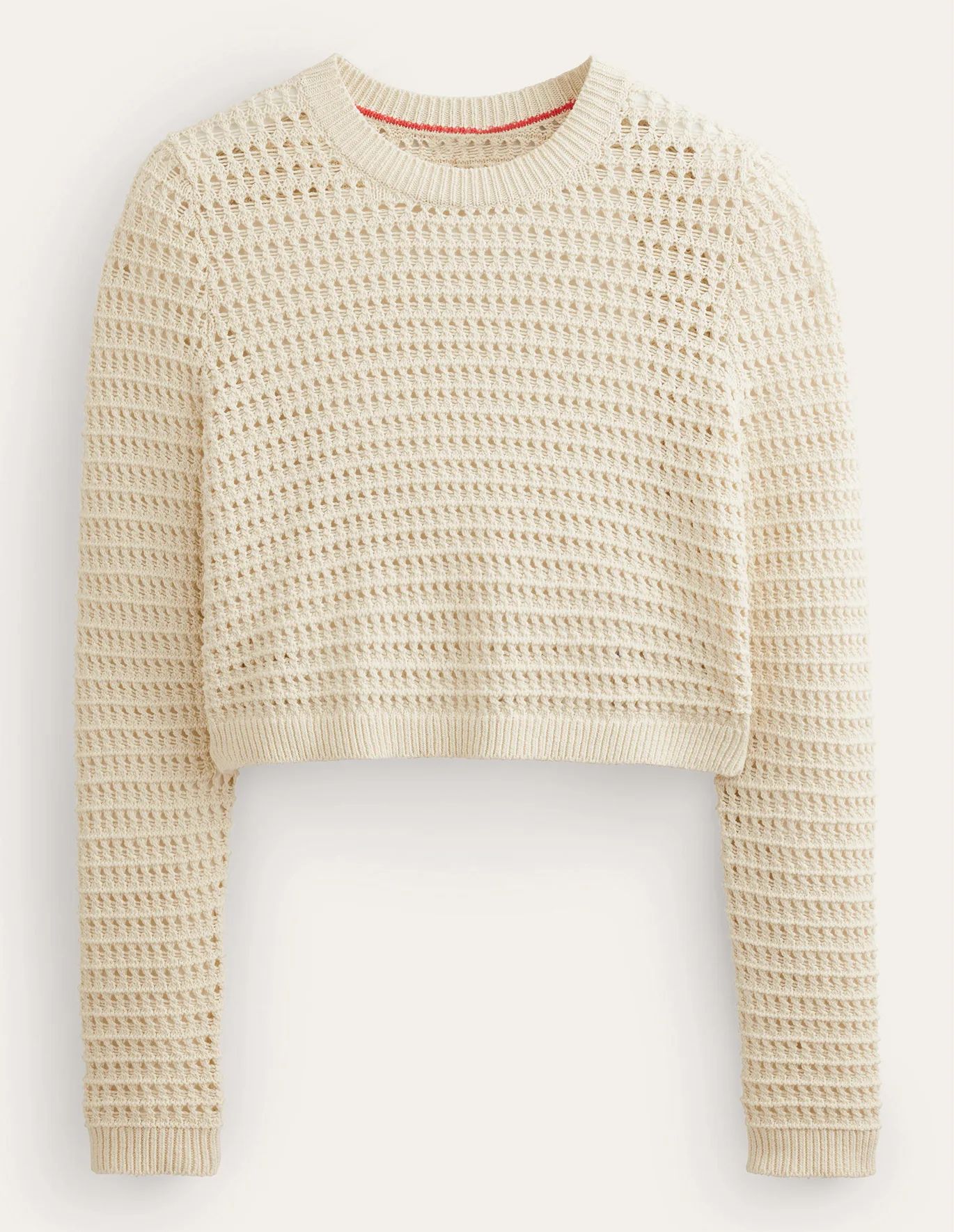 Cropped Crochet Jumper - Warm Ivory | Boden EU | Boden (UK & IE)