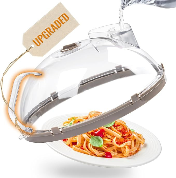 Microwave Splatter Cover for Food, Upgraded Microwave Cover with Water Steamer, Integrated Handle... | Amazon (US)