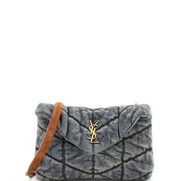 Loulou Puffer Shoulder Bag Quilted Vintage Denim Mini | Rebag