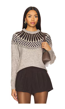 LNA Sibyl Fair Isle Sweater in Heather Beige from Revolve.com | Revolve Clothing (Global)