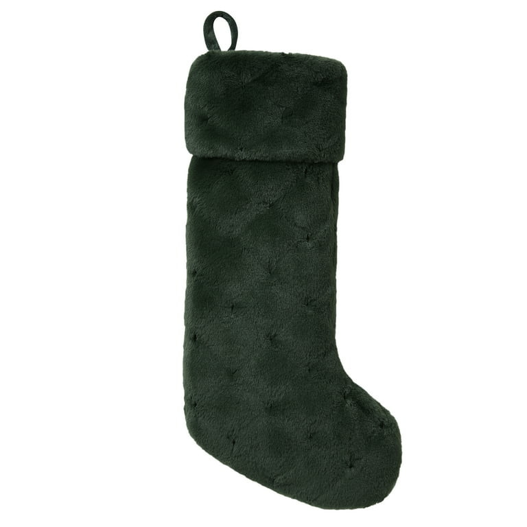 My Texas House Melissa Green Faux Rabbit Fur Christmas Stocking, 20" x 10" | Walmart (US)