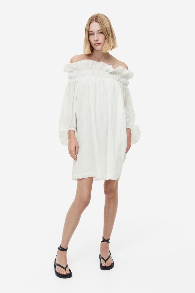 Oversized Off-the-shoulder Dress - White - Ladies | H&M US | H&M (US + CA)