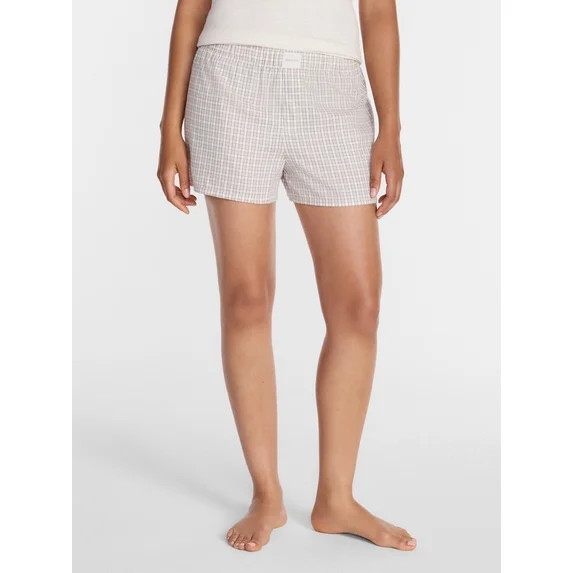 Joyspun Women's Woven Pajama Boxer Shorts, 3'' Inseam, Sizes XS-2X | Walmart (US)