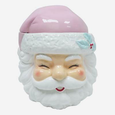 Mrs. Claus' Bakery Pink Ceramic Santa Cookie Jar | At Home