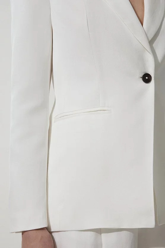 Tailored Viscose Linen Single Breasted Blazer Jacket | Karen Millen UK + IE + DE + NL