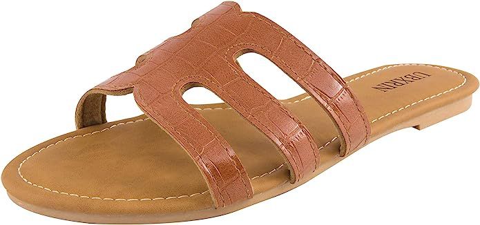 UBXRIN Women's Slide Flat Sandals with Rhinestones Open Toe for Summer | Amazon (US)
