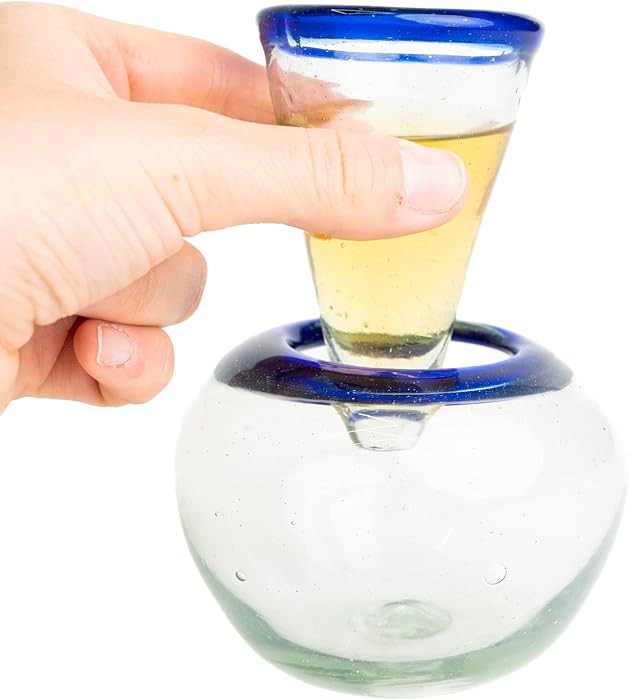 Self-Chilling Tequila Shot Glasses with Built-in Ice Bowl | Hand-Blown Mexican Glassware with Cob... | Amazon (US)