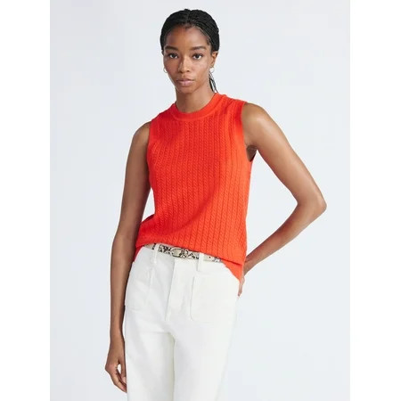 Free Assembly Women's Cozy Yarn Cable Sweater Shell, Sizes XS-XXL | Walmart (US)