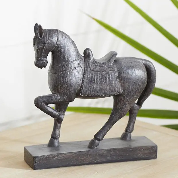 Elegant Dark Horse Figure | Antique Farm House