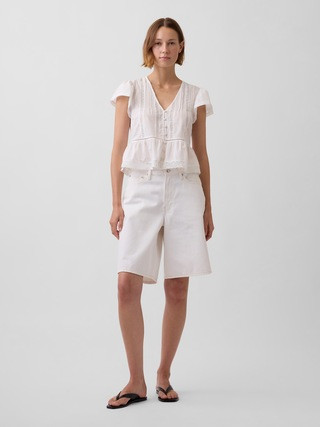 Lace Voile Peplum Crop Top | Gap (CA)