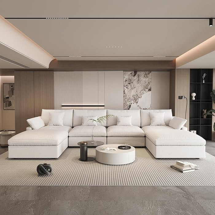 WJShome Cloud Couch Modular Sectional for Living Room, Down Filled 160" U Shaped Couch with Ottom... | Amazon (US)