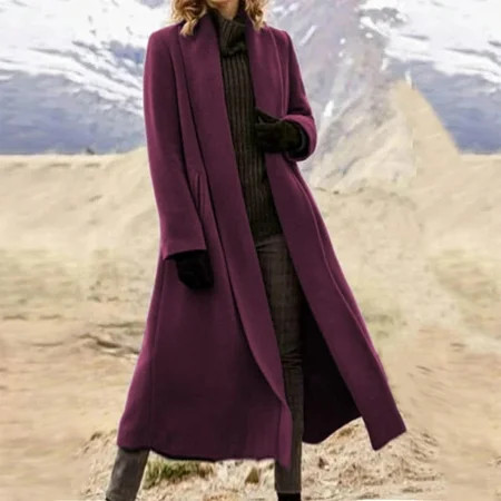 YOTAMI Women's Stylish Winter Peacoat Fall Wool Blend Topcoat for Outdoor Lapel Long Cardigan Outerwear | Walmart (US)