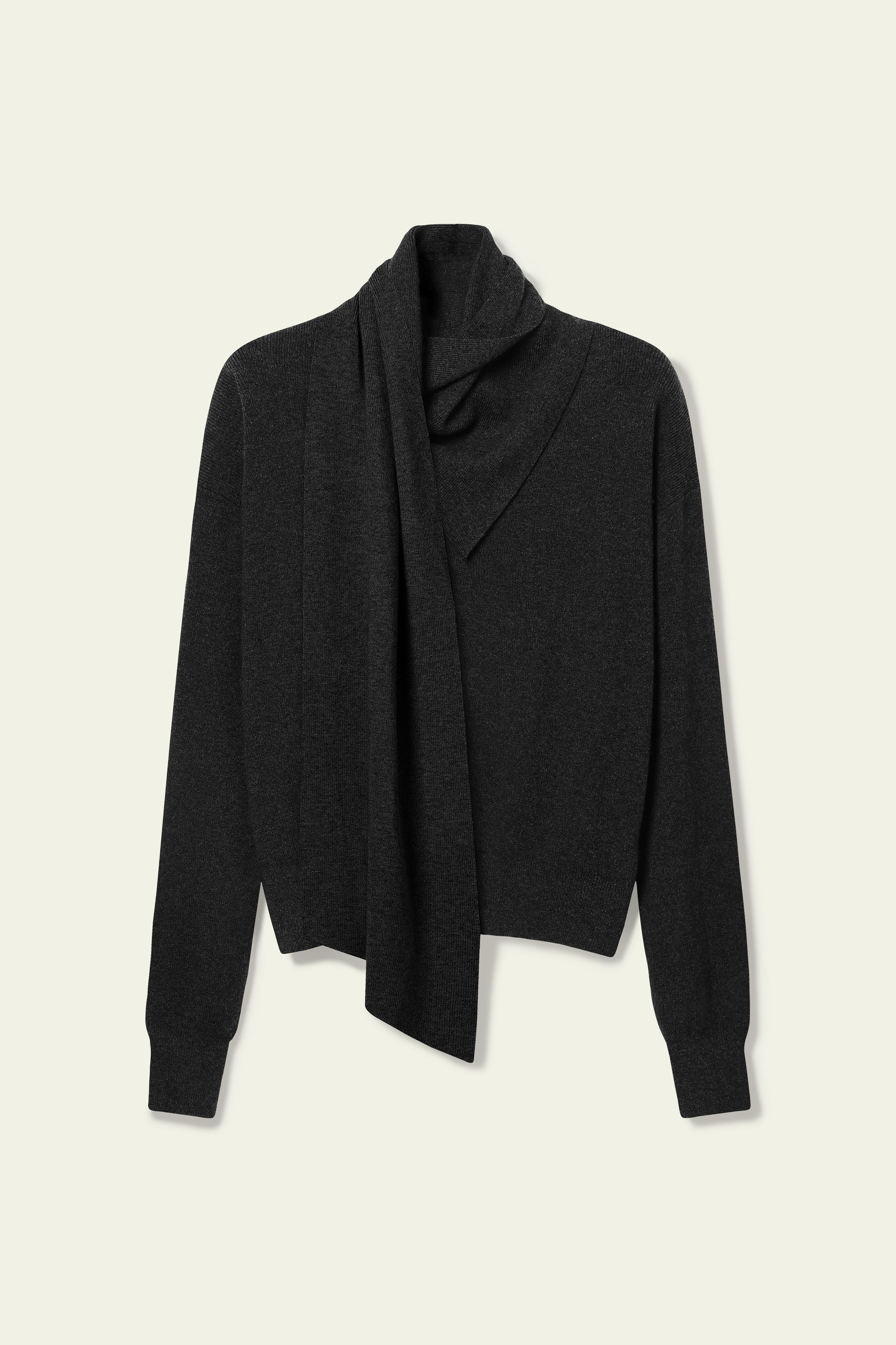 Bowtie Collar Wool-Cashmere Sweater | LILYSILK