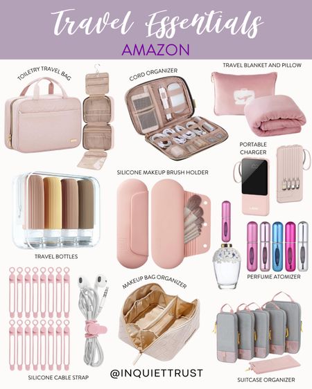 Check out these travel essentials from Amazon that you should bring on your next vacation trip: beauty organizers, travel pillow and blanket, perfume atomizer, portable power bank, and more!    
#travelmusthaves #packingtips #affordablefinds #jetsetter

#LTKfindsunder100 #LTKSeasonal #LTKtravel