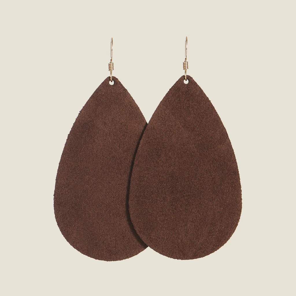 Mocha Suede Teardrops | Nickel and Suede
