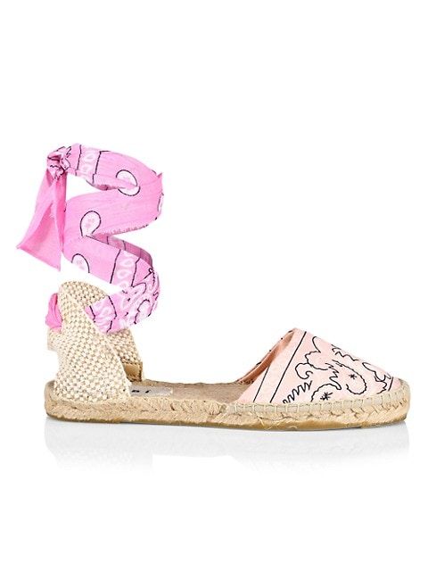 Valenciana Ankle-Tie Bandana-Print Canvas Espadrilles | Saks Fifth Avenue