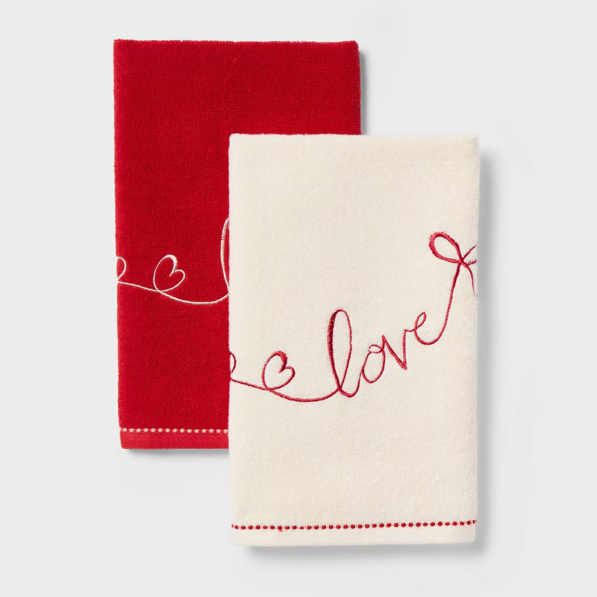 2pk Valentine's Day 'Love' Ribbon Hand Towel Set - Threshold™ | Target