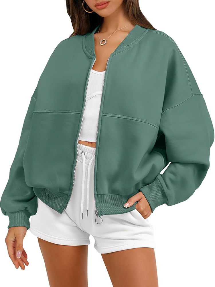 ANRABESS Women's Zip up Oversized Sweatshirts Fleece jacket Coat Long Sleeve Casual Hoodie 2024 F... | Amazon (US)