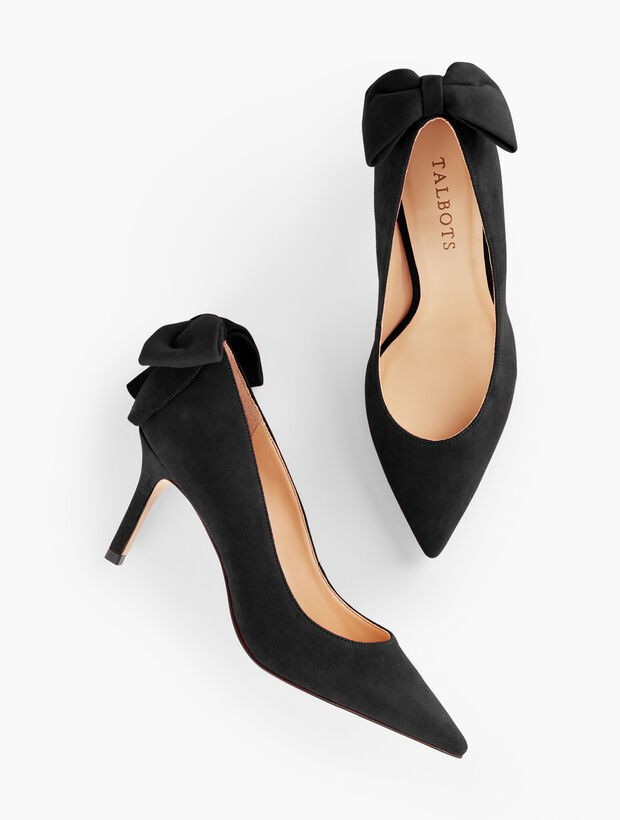 Erica Bow Suede Pumps | Talbots