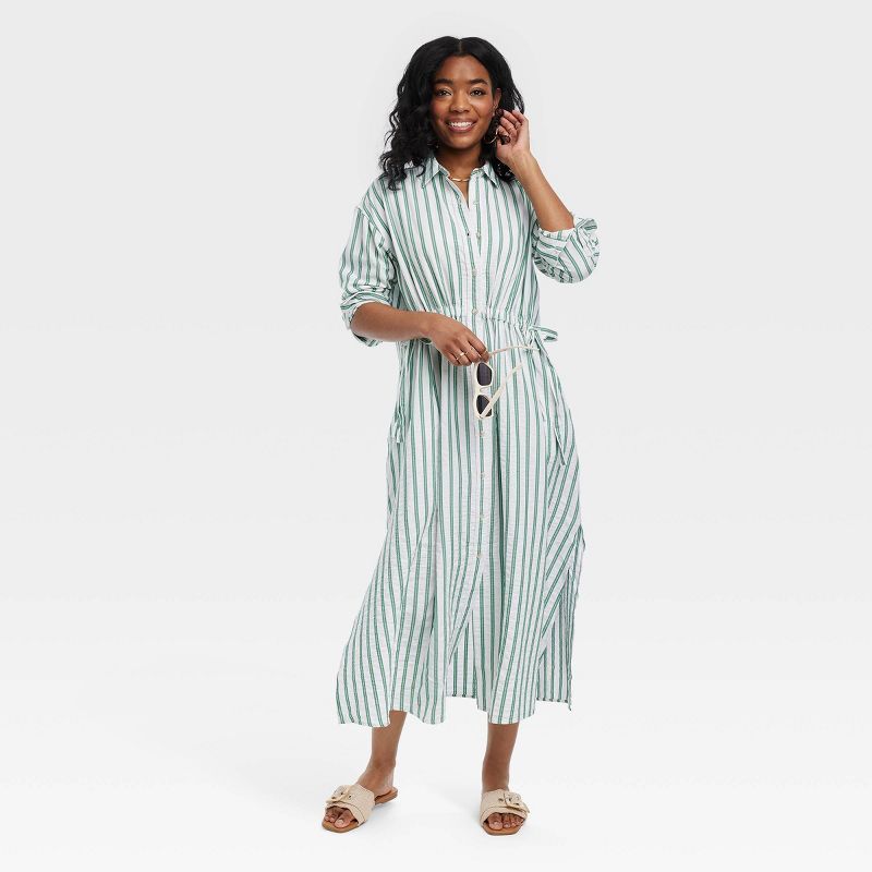 Women's Long Sleeve Cinch Waist Maxi Shirtdress - Universal Thread™ | Target