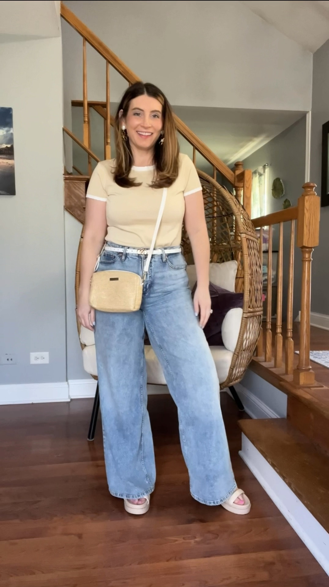 Amazon short sleeve shirt, Macy’s wide leg jeans on sale, sandals, gold earrings, crossbody handbag, spring outfit, casual outfit 

#LTKStyleTip #LTKFindsUnder50 #LTKSaleAlert