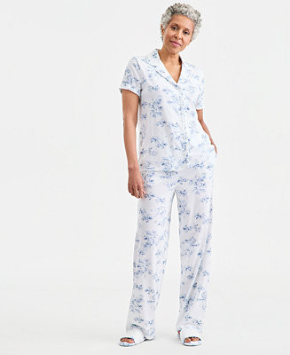 Charter Club Women's Printed Short-Sleeve Pajama Set, Macy's Exclusive - Macy's | Macy's