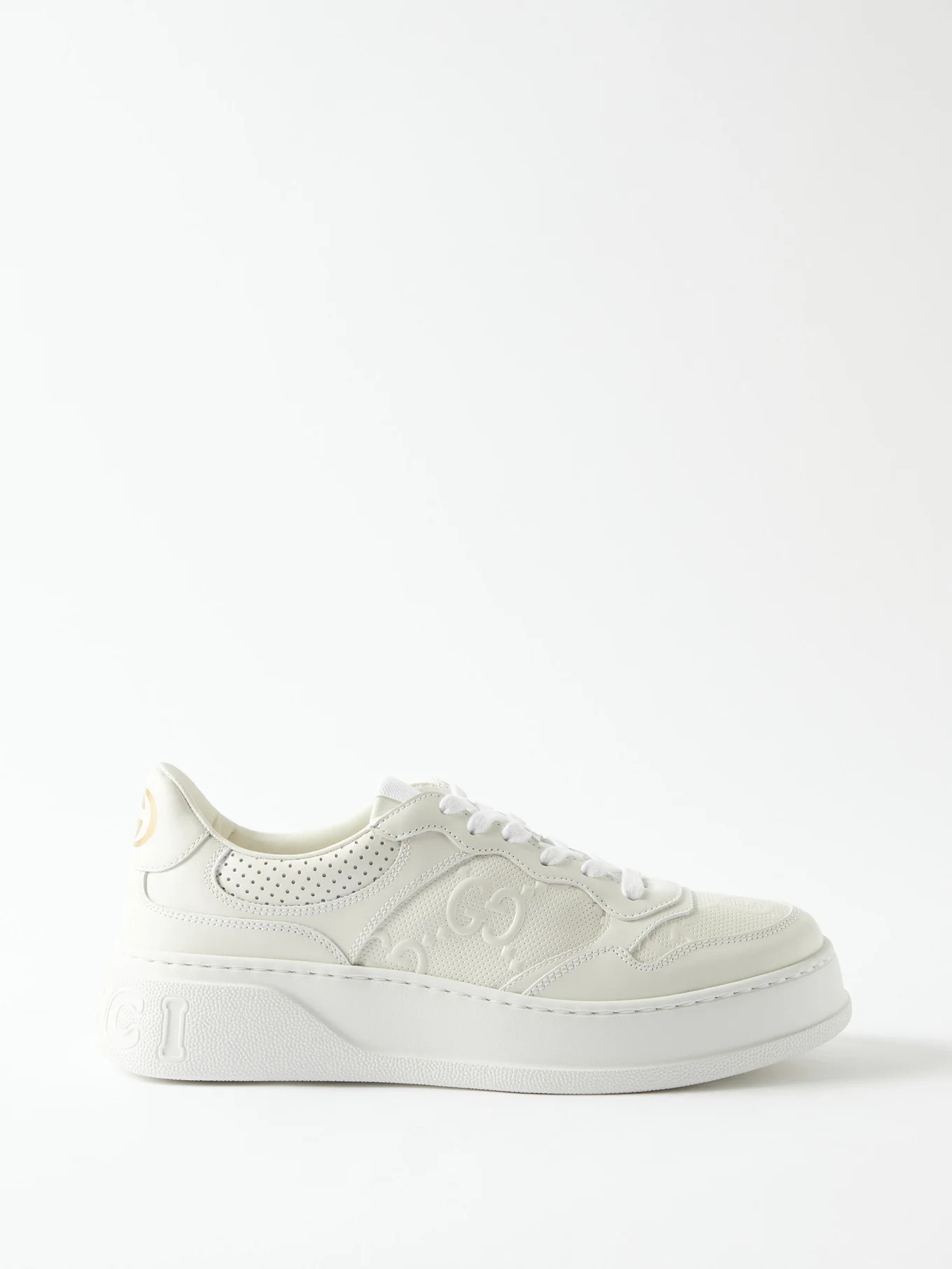 GG-embossed perforated-leather trainers | Matches (US)