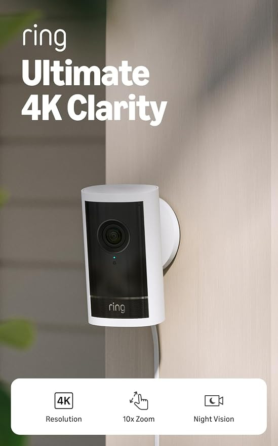 Ring Outdoor Cam Pro, Plug-In (newest model), Home or business security, Retinal 4K with wide-ang... | Amazon (US)