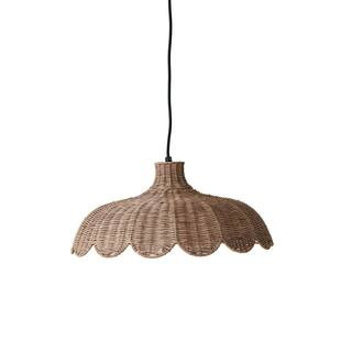 60-Watt 1 Light Natural Scalloped Pendant Light with Hand-Woven Rattan Shade | The Home Depot