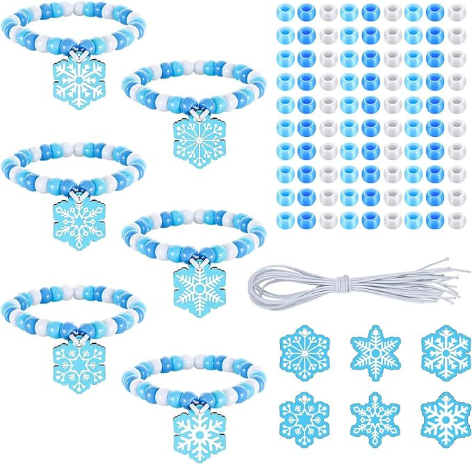 Tondiamo 24 Sets Snowflake Bracelet Crafts Winter Beads for Bracelets Snowflake Wristband Making ... | Amazon (US)