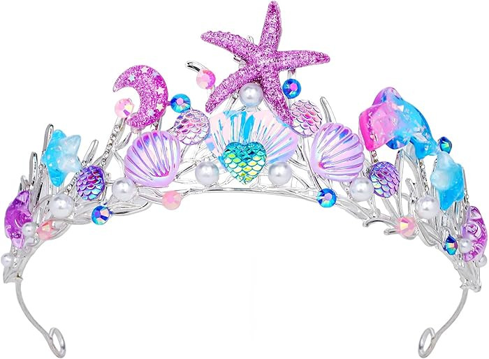 YARIEW Mermaid Crown Mermaid Birthday Decorations Mermaid Costume Mermaid Starfish Fish Scales Se... | Amazon (US)