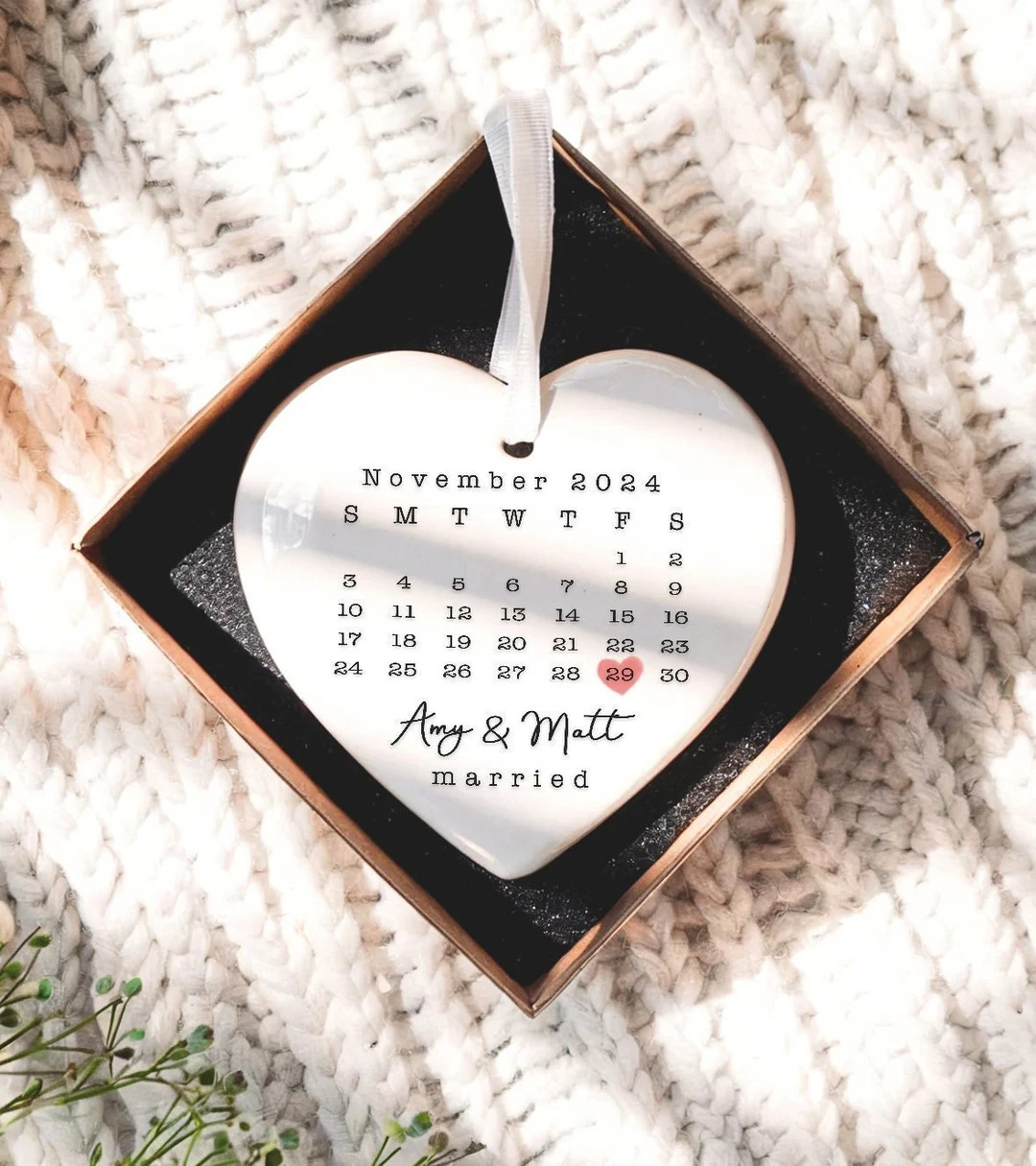 Married Ornament, Wedding Gift, Wedding Date ornament, Heart Calendar, Anniversary Gift, Our Firs... | Etsy (US)