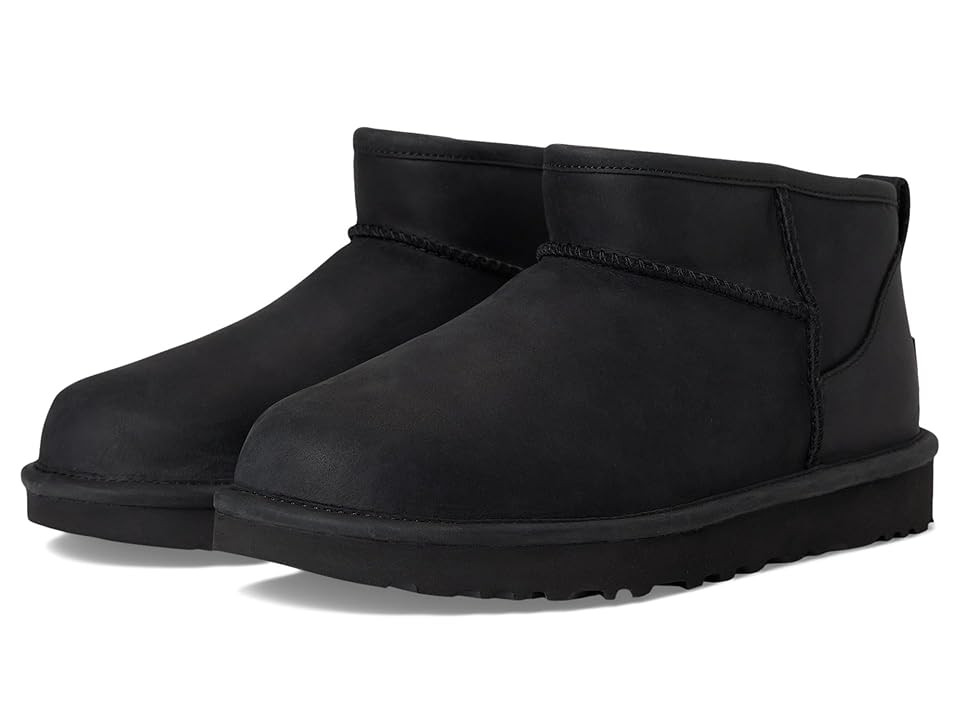 UGG Classic Ultra Mini Leather Women's Shoes Black : 9 B - Medium | Zappos