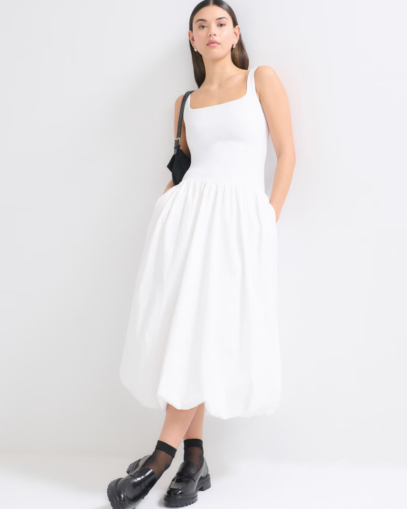 Women's Premium Linen Drop-Waist Belted Midi Dress | Women's Dresses & Jumpsuits | Abercrombie.co... | Abercrombie & Fitch (UK & DE)