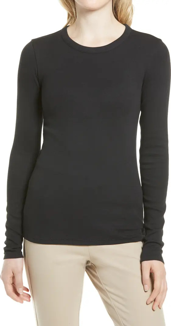 Everyday Long Sleeve Crewneck Rib T-Shirt | Nordstrom