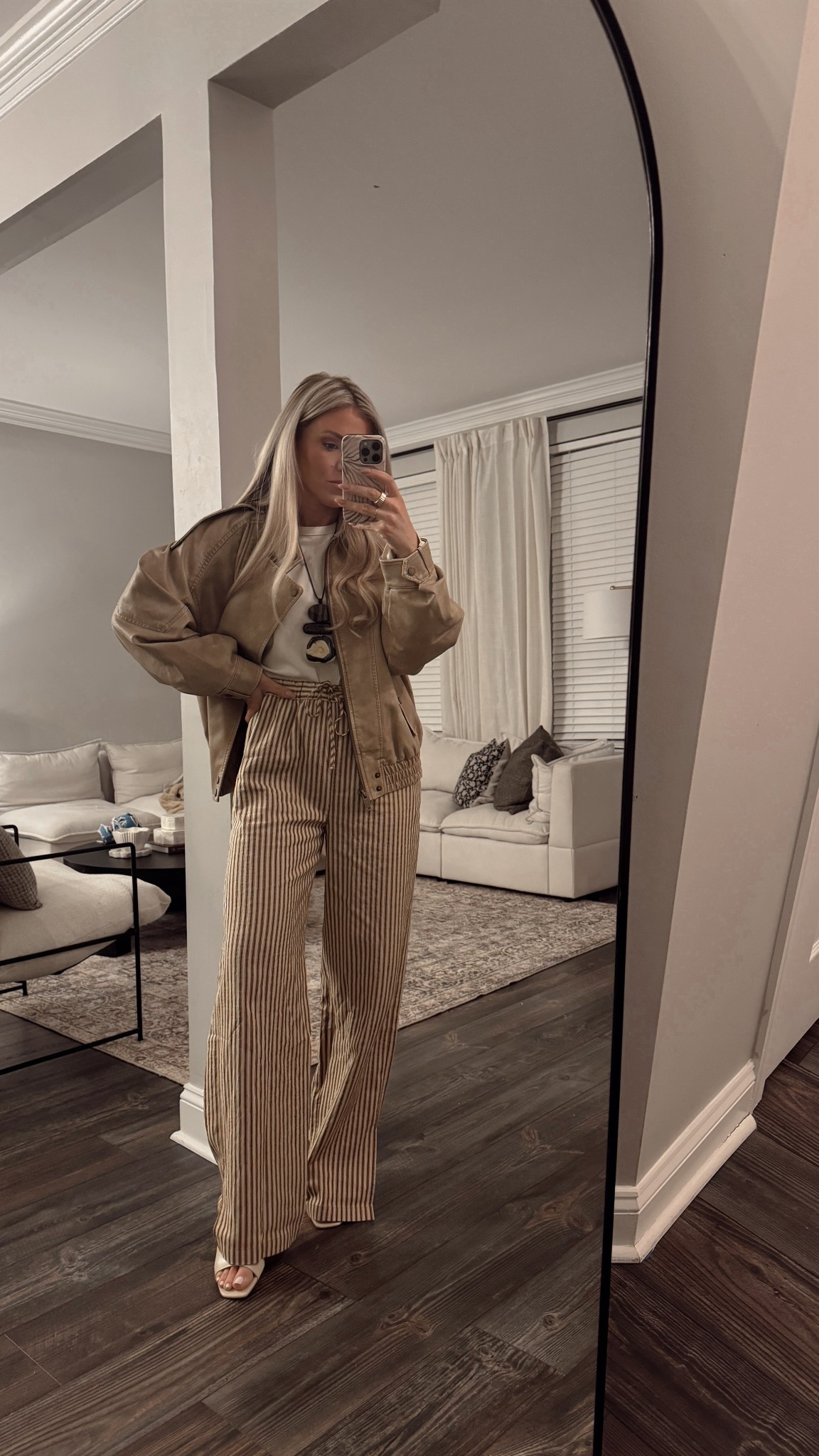 Casual work ootd- loved these pants and necklace combo. Did the pants in a medium and they definitely are big, size down! Going to wash and see if I can shrink them. But this outfit was so comfy and perfect for early spring!

#LTKSeasonal #LTKdayinmylife #LTKWorkwear