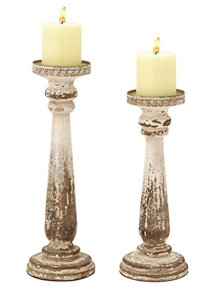 Deco 79 44410 Wood Candle Holder, Set of 2 | Amazon (US)