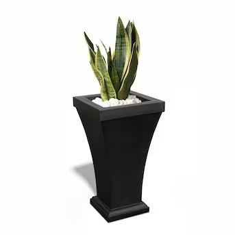 Mayne 16-in W x 28-in H Black Resin Traditional Indoor/Outdoor Planter | Lowe's