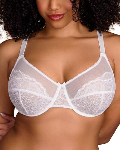 HSIA Minimizer Bras for Women Enchante Full Coverage Underwire Bras Plus Size Lifting Floral Lace Bra for Heavy Breast White | Amazon (US)