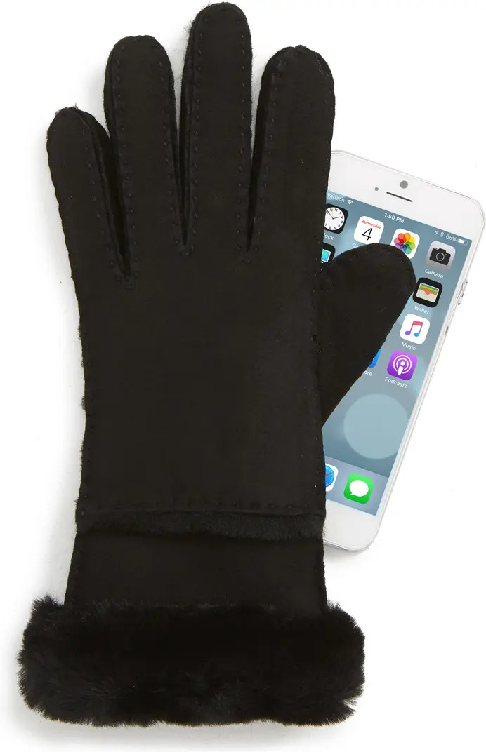 Seamed Touchscreen Compatible Genuine Shearling Gloves | Nordstrom