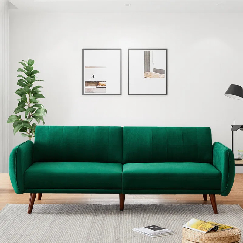 Verna Velvet 84.2" Round Arm Sleeper | Wayfair North America