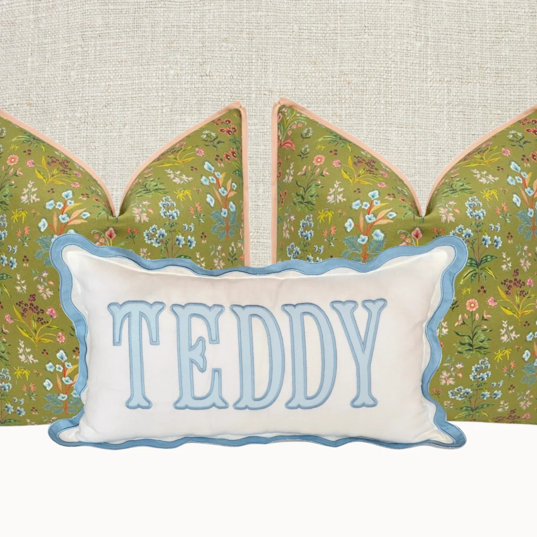 12x20 in Personalized Scalloped Applique Name and Monogram Pillow Cover - Etsy | Etsy (US)