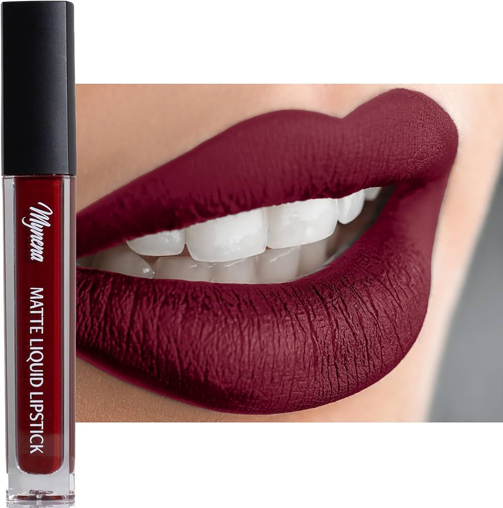 Mynena Burgundy Red Long-Lasting Matte Liquid Lipstick Intense Color Smudge-Proof & Waterproof Co... | Amazon (US)