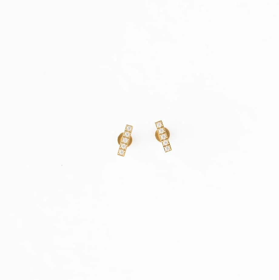 Diamond Bar Stud Earring | Pip Pop Post