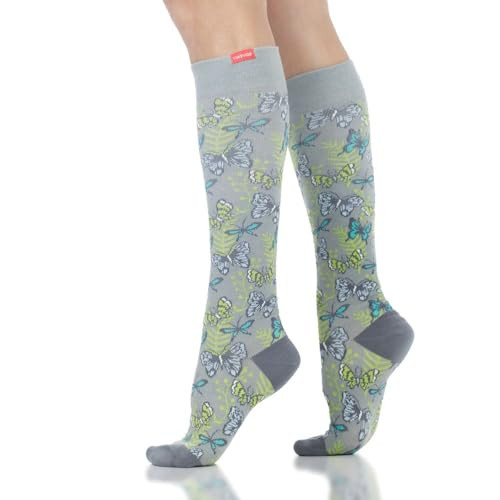 VIM & VIGR Cotton 15-20 mmHg Graduated Compression Socks (Turquoise & Fern Butterflies, Large/X-Large (3)) | Amazon (US)