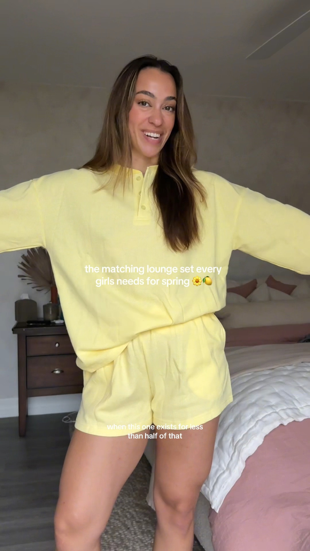 Perfect butter yellow lounge set for spring!! Oversized, waffle knit + pockets 🌼🍋🧈 under $40 and wearing size medium 

#LTKootd #LTKSeasonal #LTKgrwm
