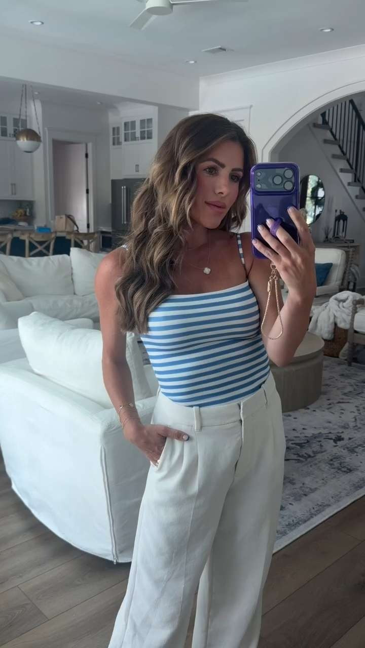 Striped tans, summer tops, summer outfits, amazon clothing, amazon finds, jess fay 

 #LTKootd #LTKPetite